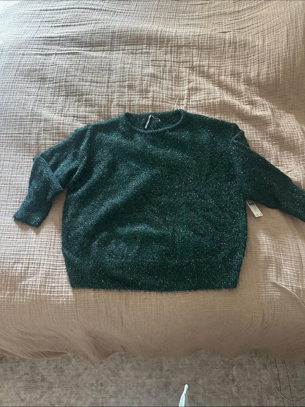 Cozy Dark Green Sparkle Women's Sweater